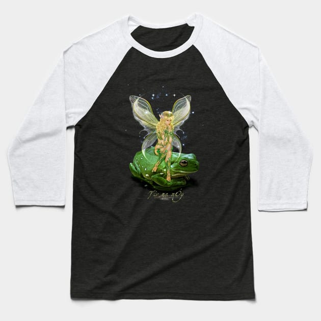 Tir na nOg Fairy and Frog Baseball T-Shirt by 3vaN